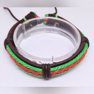 Men's Bracelet Leather Braided Layered Brown New f65